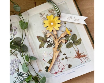 Wooden Flowers - A Pretty Primrose Decoration with Gift Tag