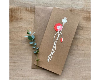 Paper - Cut Cards: Hand Coloured Poppy