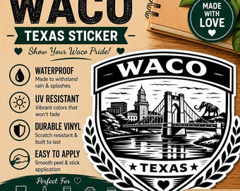 Waco Texas Suspension Bridge Crest Sticker – Minimalist Vinyl Decal
