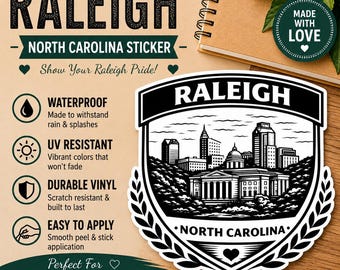 Raleigh NC College Town Sticker | Minimalist Alumni Vinyl Decal (Waterproof)