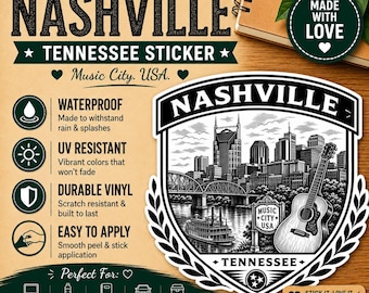 Nashville TN Music City Sticker – Vanderbilt Crest Vinyl Decal (Waterproof)