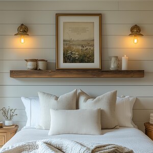 Isaiah 53:5 art poster for living room — tranquil wildflower landscape in muted colors with a cozy cottagecore charm.