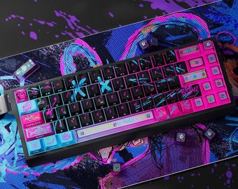 Tasti PBT Jinx Gaming Style, tasti per tastiera meccanica con motivo personalizzabile / Tasti per PC / Tasti fatti a mano / Regali per appassionati di videogiochi