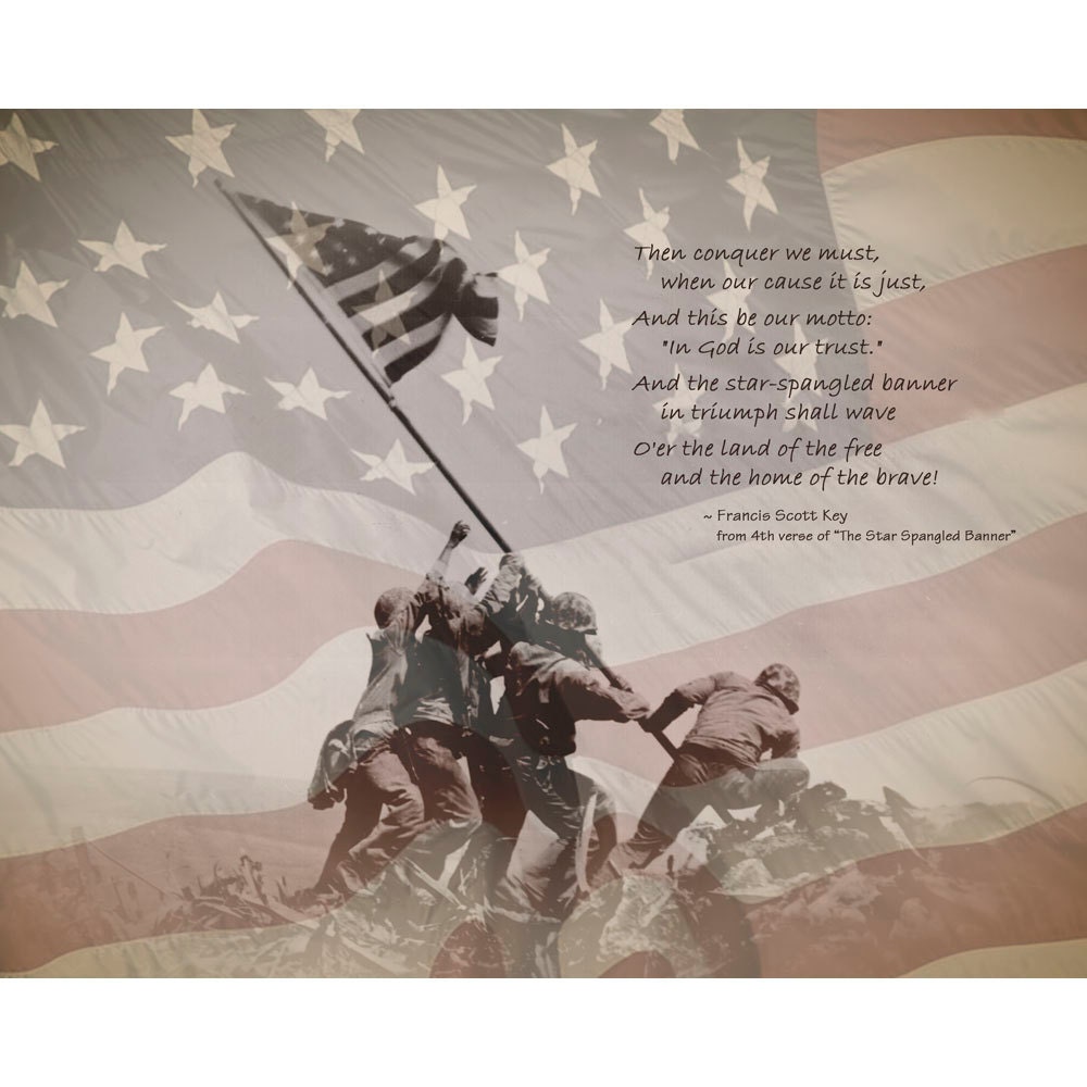 Flag Raising on Mount Surabachi, Iwo Jima, USMC, American Flag
