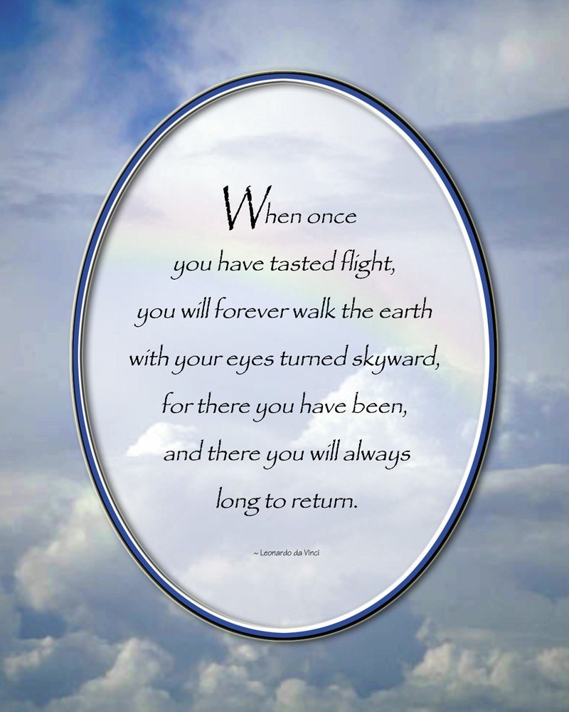 Leonardo Da Vinci Flight Quote When Once You Have Tasted Flight Leonardo Da Vinci Quote | Etsy Singapore