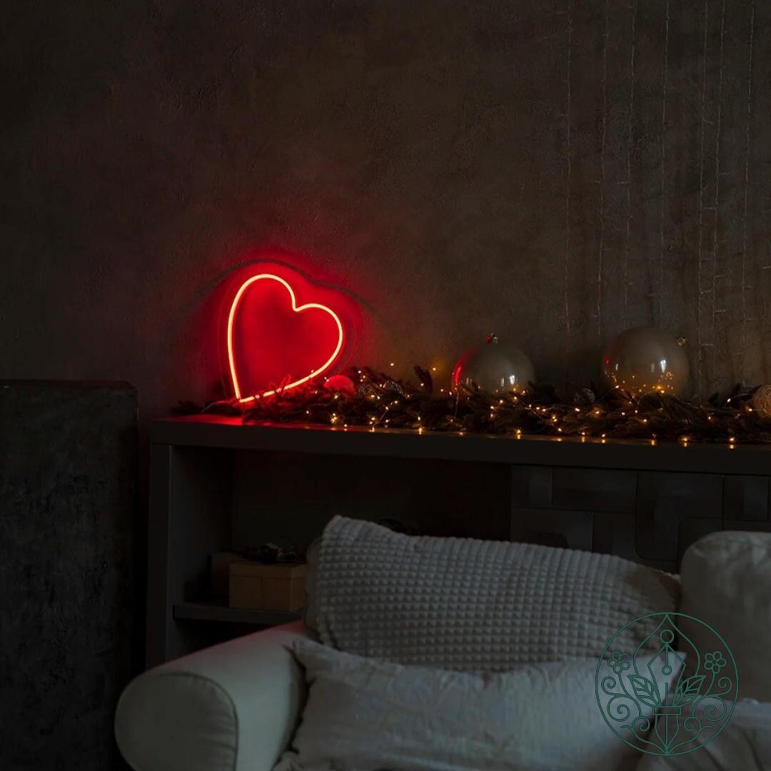 Heart Neon LED Sign | Love Wall Decor | Editable Personalized| Romantic ...