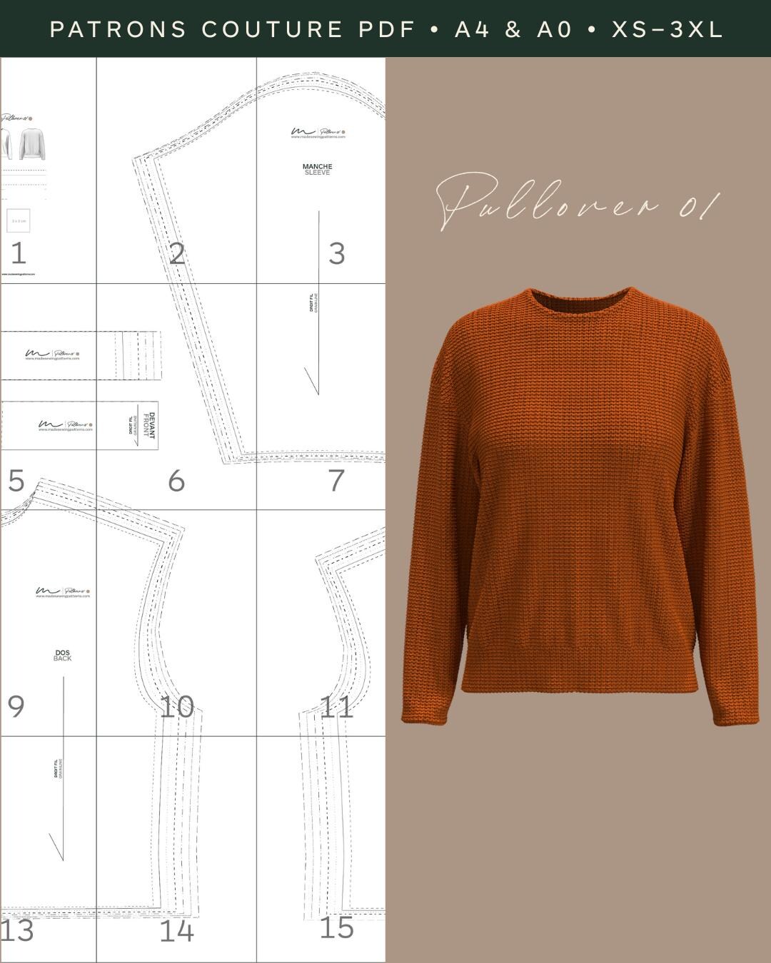 PDF Sewing Pattern - A4 and A0 - Pullover 01 - Etsy