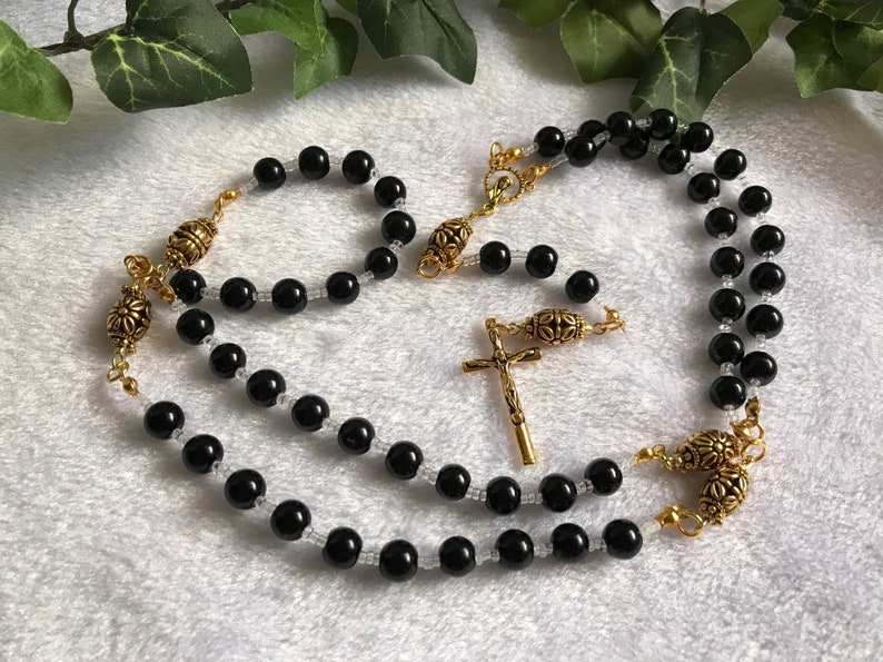 Black and Gold Rosary N-134 - Etsy