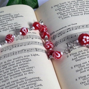 Red and White Rosary Bracelet  B-105