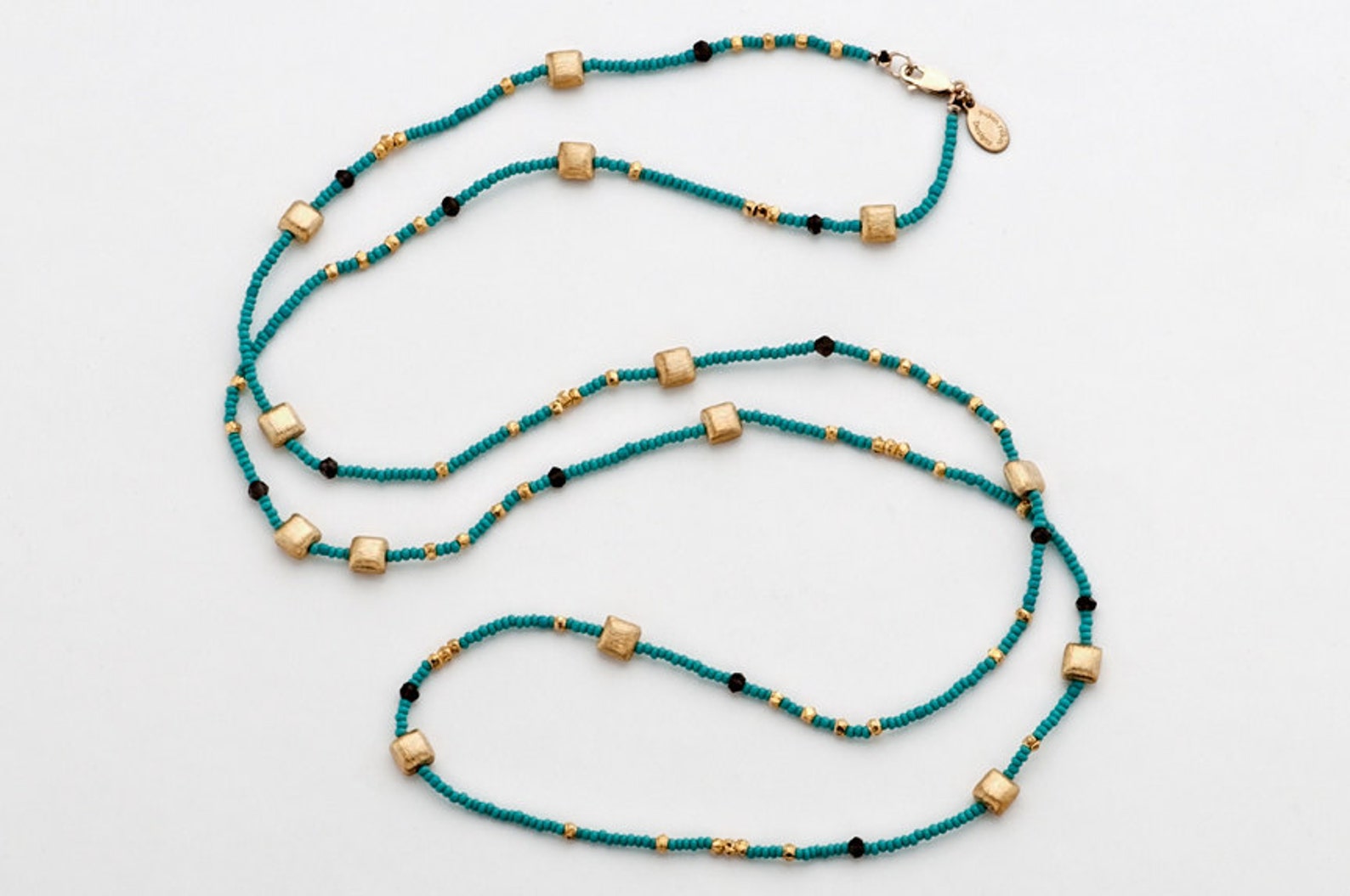 Collier Long 68 Pouces (172 Cm) Turquoise Et Ambre - Pierre Principale Turquoise - Occasion