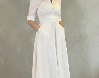 White Nursing Dress: Pinning Ceremony Scrub Dress