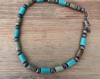 Vintage Sterling Silver Carolyn Pollack Southeastern Turquoise Beaded Anklet