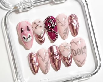 Ongles à presser pour enfants errants, SKZ Nails, Ongles de fans de Kpop, cadeau merch pour enfants errants, Ongles réutilisables pour personnages de l'an 2000