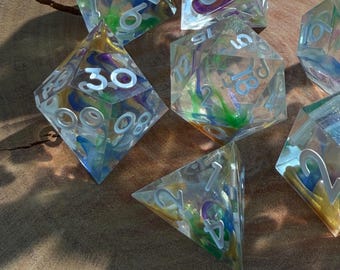 Irisierender Ozean DND Würfel, Transparentes RPG Würfel Set für Dungeons and Dragons Geschenk