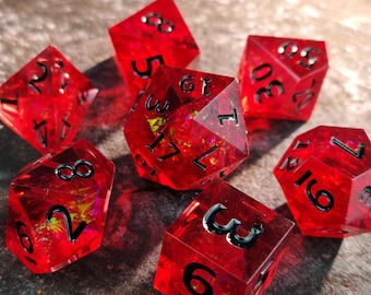 Rotes Glitter DND Würfel Set - Dungeons and Dragons RPG Würfel für Tabletop Spiele