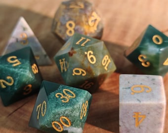 Natürlicher Achat Edelstein DND Würfel-Set, handgefertigtes DND-Rollenspiel-Zubehör