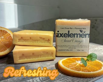 Lard and Goat Milk Soap Bars | Sweet Orange and Carrot Vanilla Soap Bars