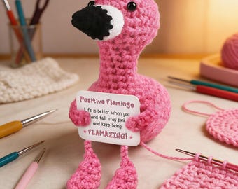 Rosa Flamingo gehäkelt Plüsch, Positive Energie Flamingo Puppe, Muttertagsgeschenk, Wohnkultur