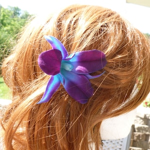 Purple blue orchid hair pin, hair accessory, galaxy orchid hair pin, dendrobium orchid pin, bridal, bridesmaids hair pin