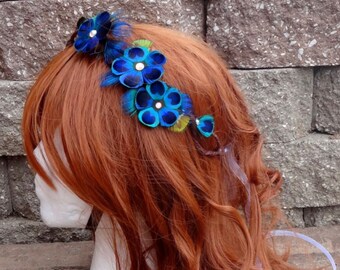 Peacock crown, peacock feather headpiece, feather crown, peacock feather crown