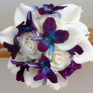 Rose calla lily galaxy orchid bridesmaids bouquet, small bouquet, real touch artificial bouquet