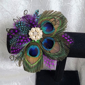 Peacock pearl wrist corsage, Customizable