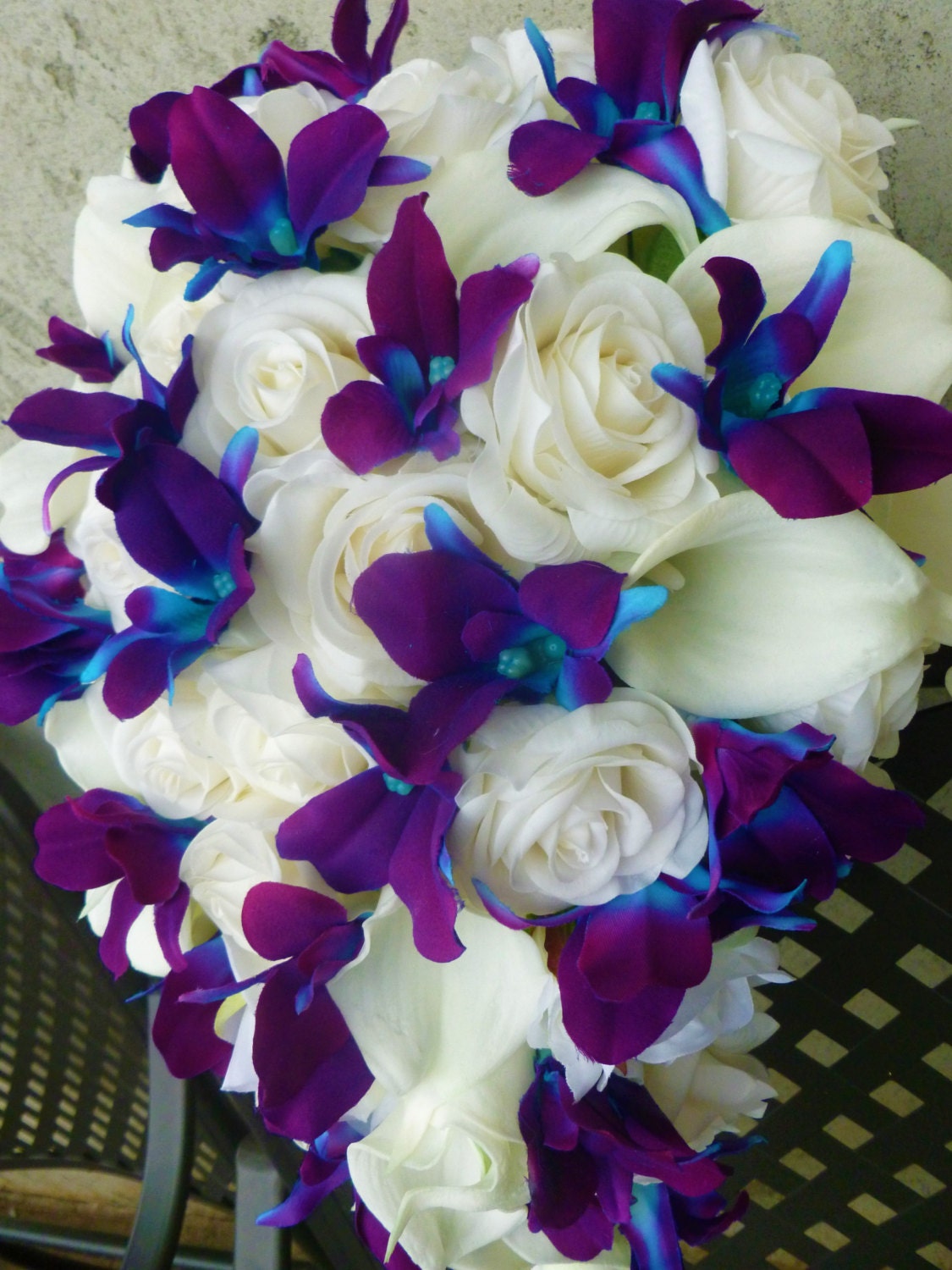 Cascading Bridal Bouquet Galaxy Orchid Ivory/white Real | Etsy