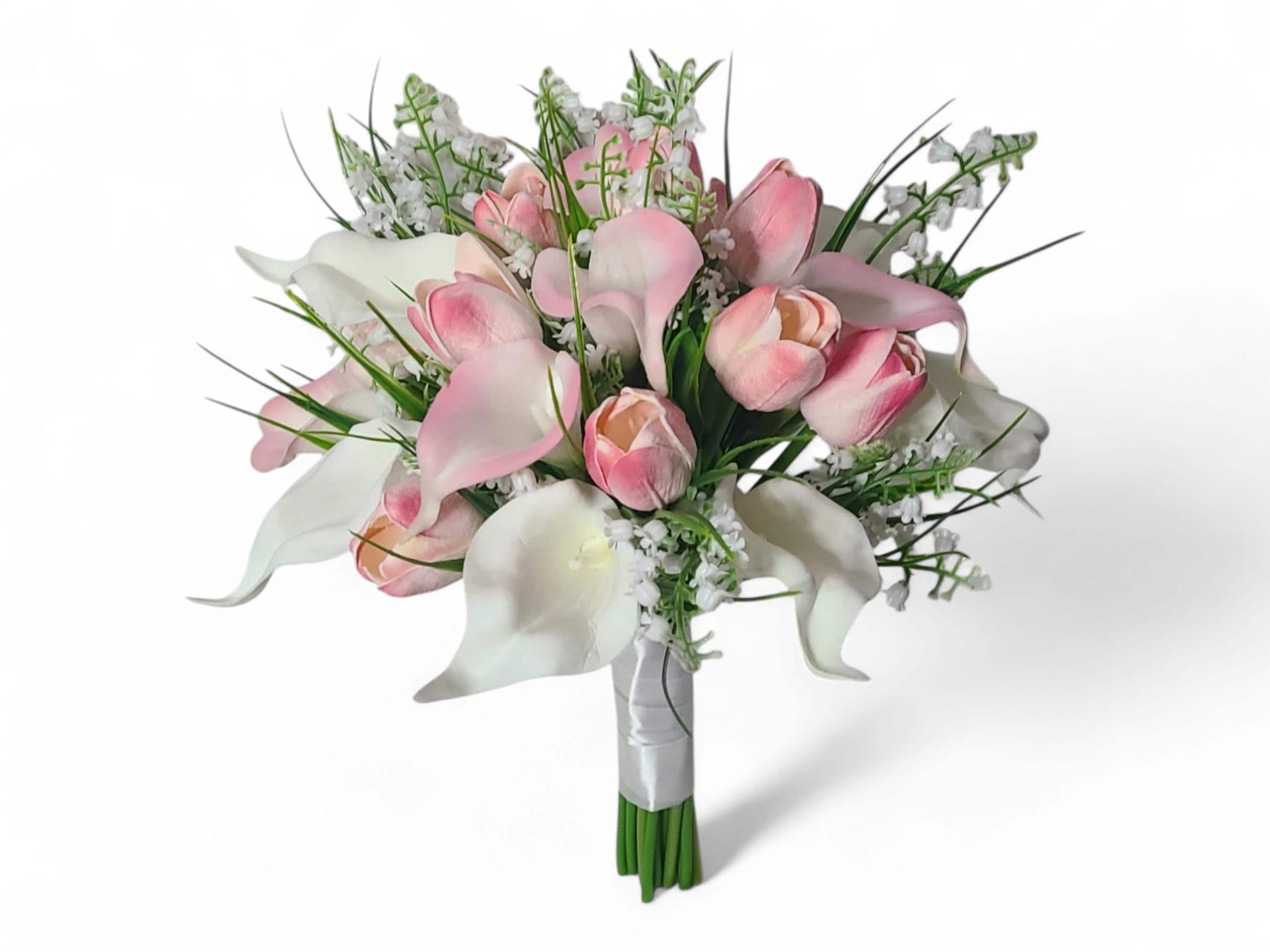 Buy Bridal Bouquet, Tulip Calla Lilies of the Valley, Custom  Colors,artificial Flower Bouquet, Pink Tulip Bouquet, Customizable, Spring  Wedding Online in India - Etsy, image size:2700x2025