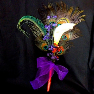 Calla Lily Peacock Bouquet for Bridesmaids, Single Stem Calla Lily ...