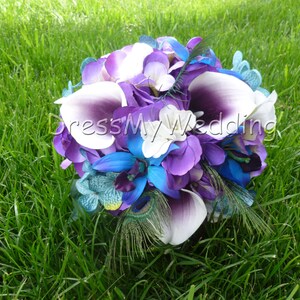 Purple hydrangea and picasso calla lily bouquet, small bridal bouquet, maid of honors or bridesmaids bouquet image 2