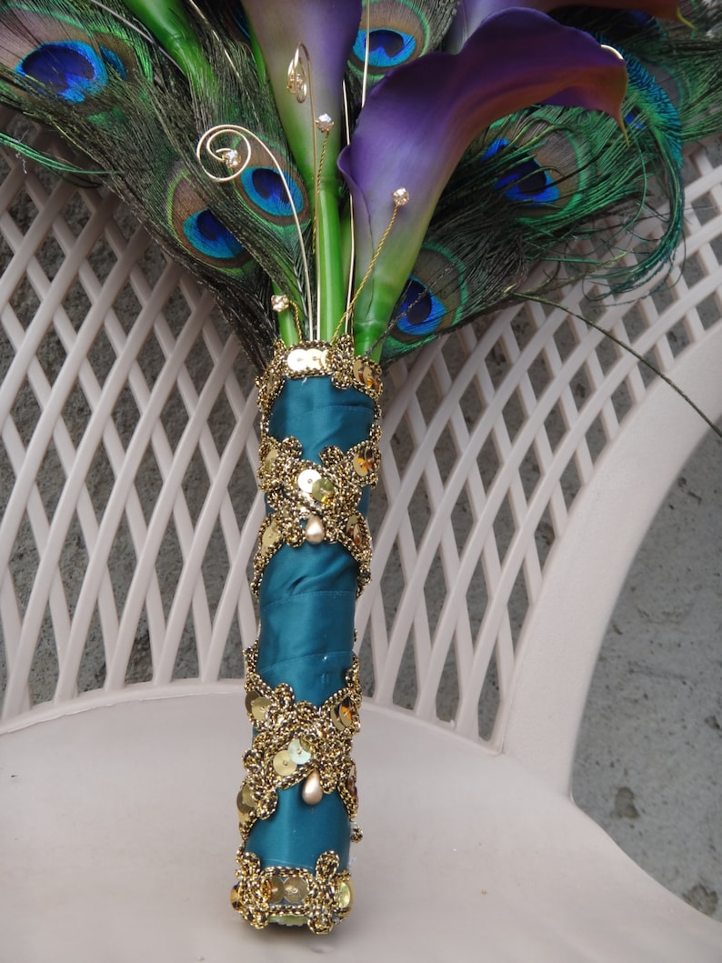 Calla lily peacock bouquet, fan bouquet, Customizable image 4