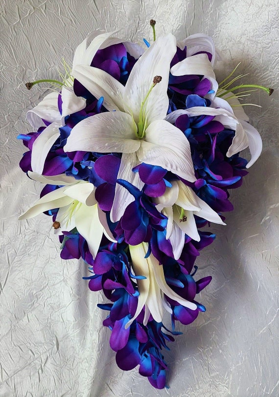 Casablanca Lily and Galaxy Orchid Artificial Bridal Bouquet