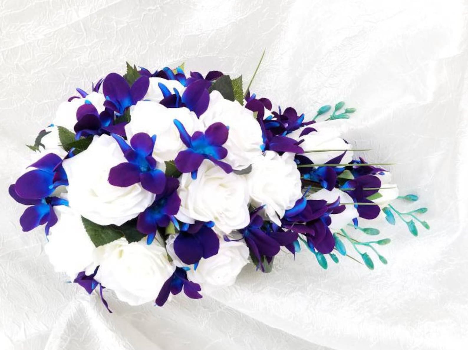 Cascading Silk Rose and Galaxy Orchid Bridal Bouquet - Etsy