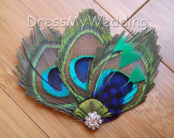 Peacock Hair Clip, Fascinator, Hair Accessories, Replace the  display picture 3