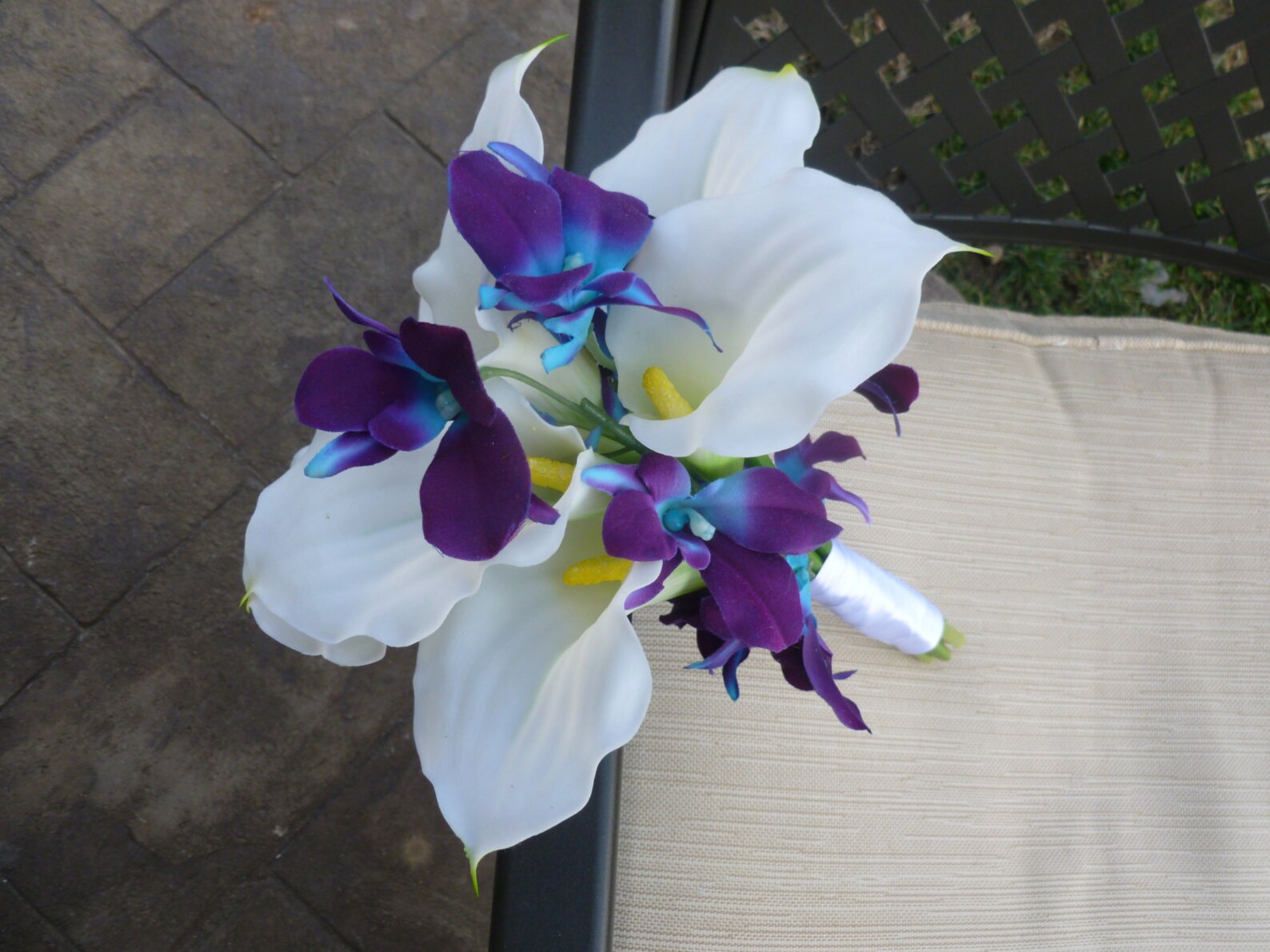 Calla Lily Purple Blue Orchid Bouquet Bridesmaids Bouquet Etsy