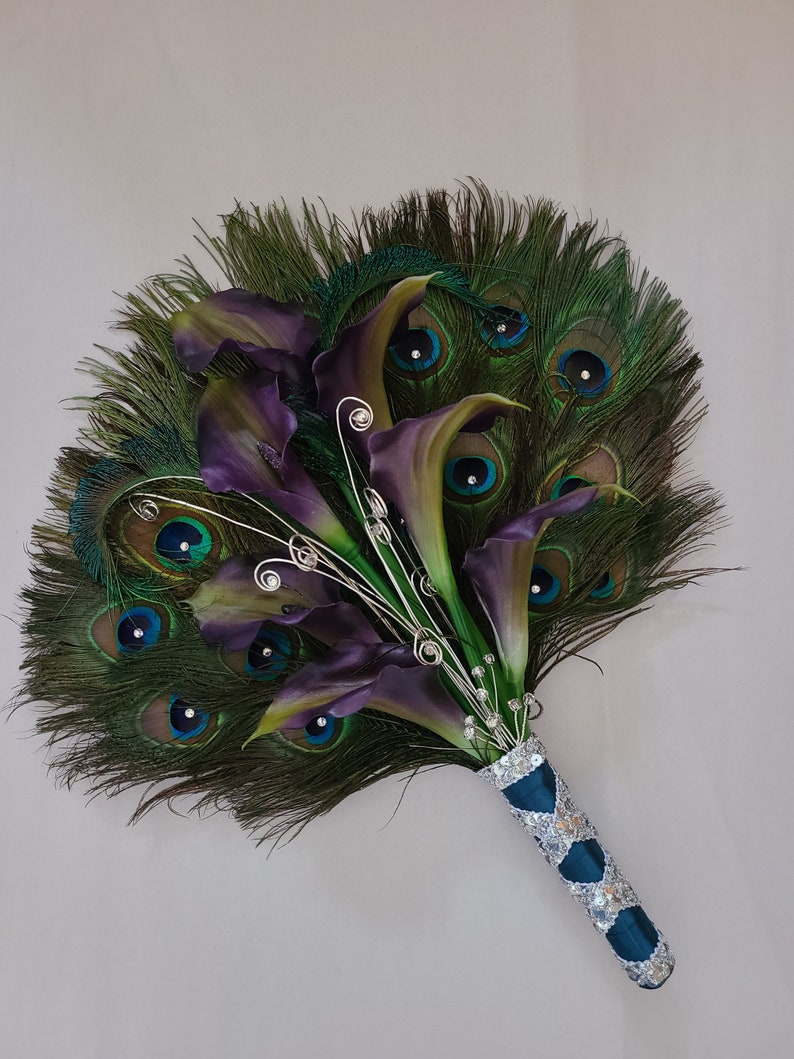 Calla lily peacock bouquet, fan bouquet, Customizable image 7