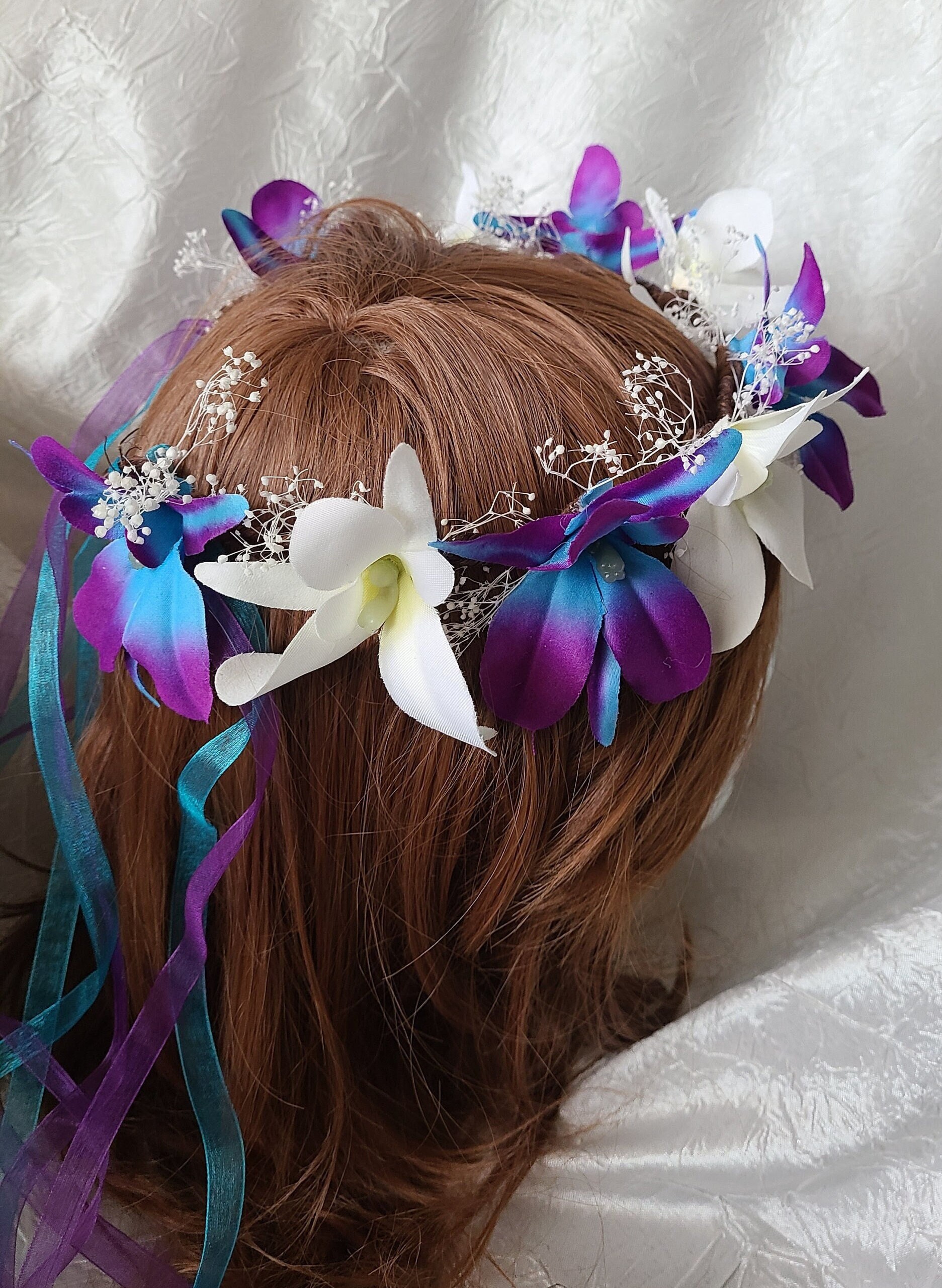 Flower Girl Hair Wreath, Crown, Galaxy Orchid , Purple 