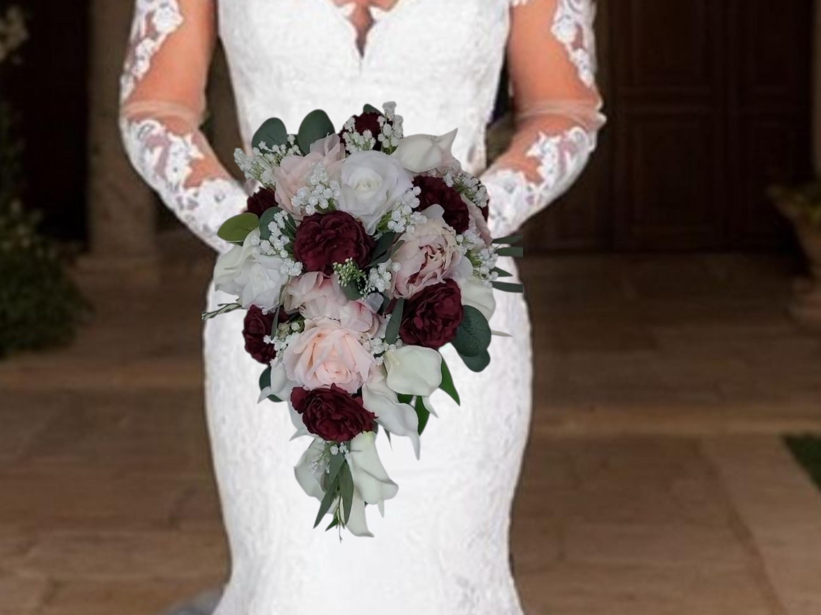 Ramo de novia, vino, burdeos, rubor, ramo de novia blanco, rosa, peonía,  gitano, ramo artificial de lirios de cala - Etsy México, image size:2700x2025