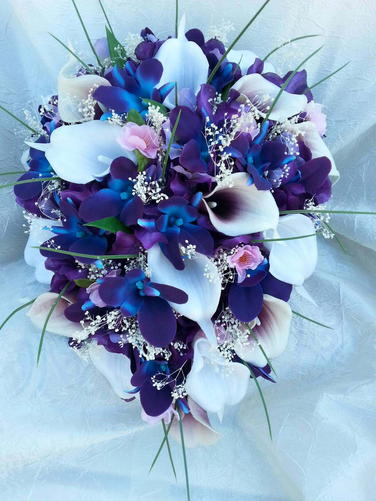 Galaxy Orchid Bridal Bouquet, Purple Blue Island Orchid Bouquet