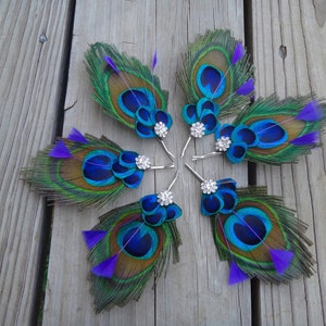 bridesmaids peacock bobby pin, Customize to match your wedding colors