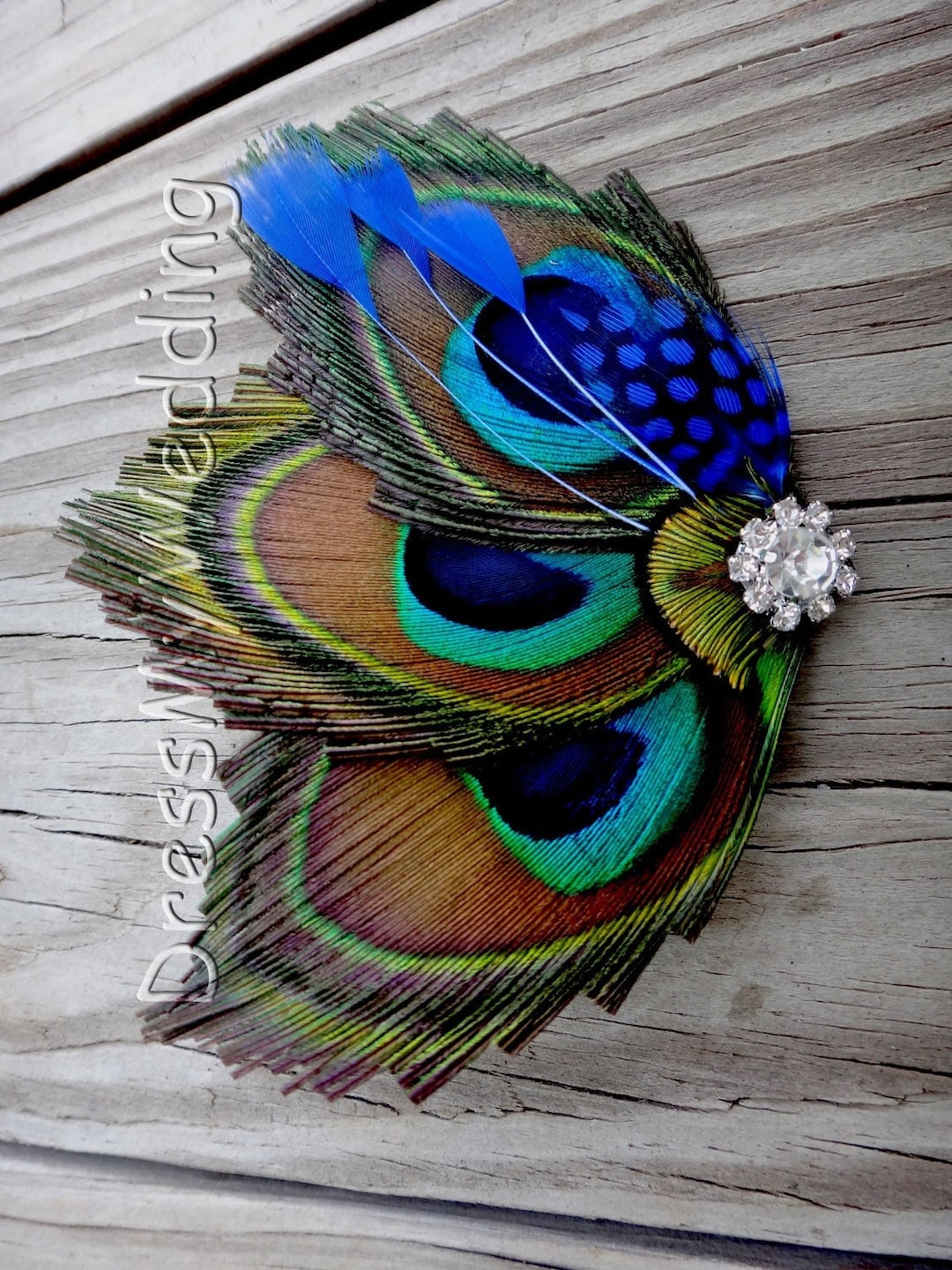4925 Bridal Feather Hair Clip Peacock Fascinator Crystal Brooch Amazon.com: Anglacesmade Bridal Feather Hair Clip Peacock  main image 3