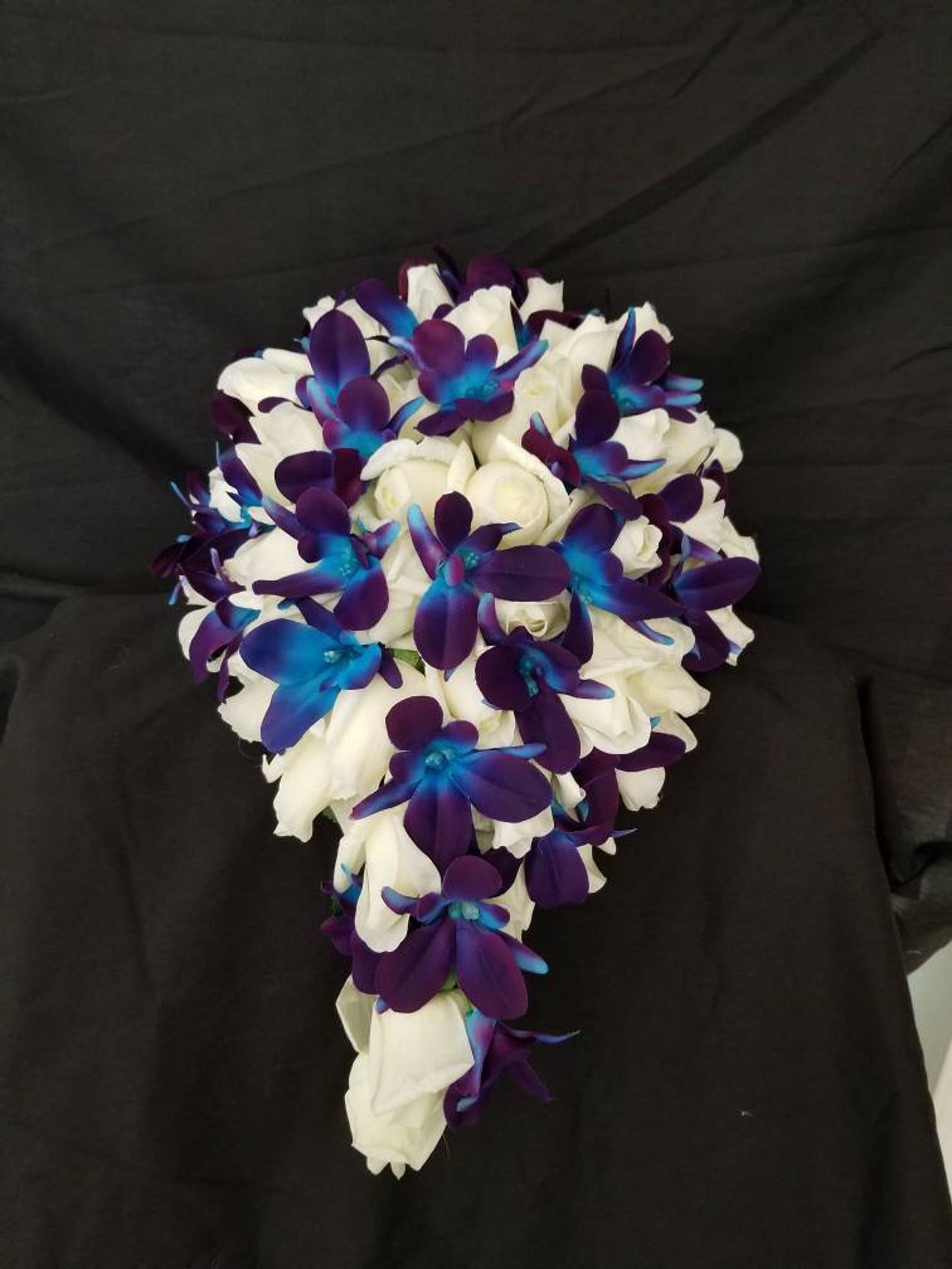 Cascading Bridal Bouquet Galaxy Orchid Ivory/white Real - Etsy