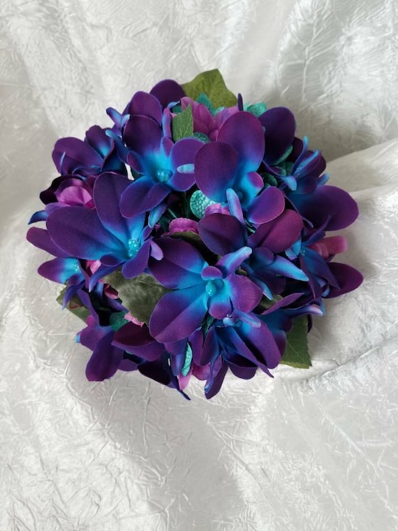 Galaxy orquídea azul purpl ramo de damas de honor turquesa - Etsy México
