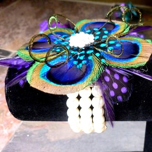 Peacock pearl wrist corsage, Customizable