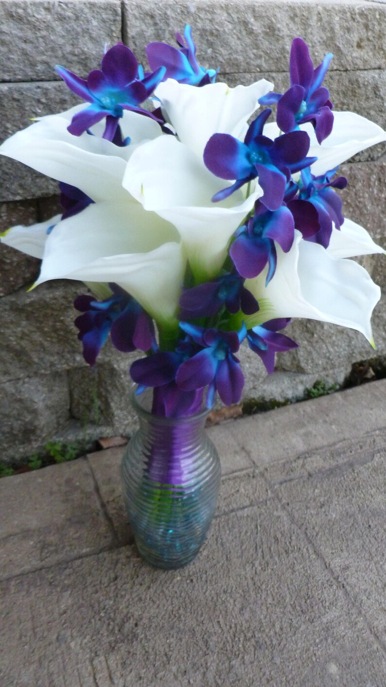 Real touch calla lily galaxy orchid purple blue orchid | Etsy