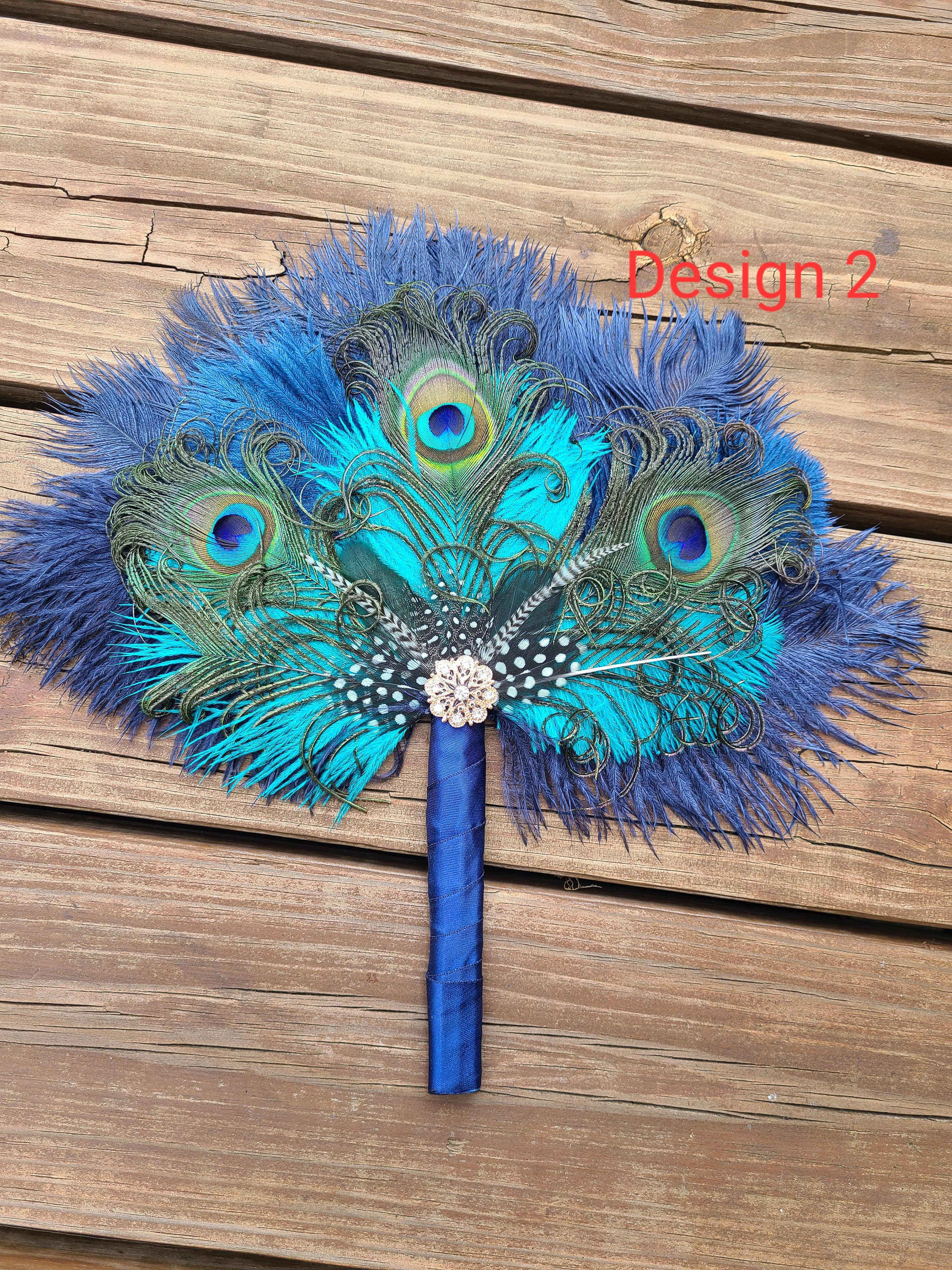 Bouquet d'éventails de plumes d'autruche - strass en cristal argenté, mariage Gatsby - Canada