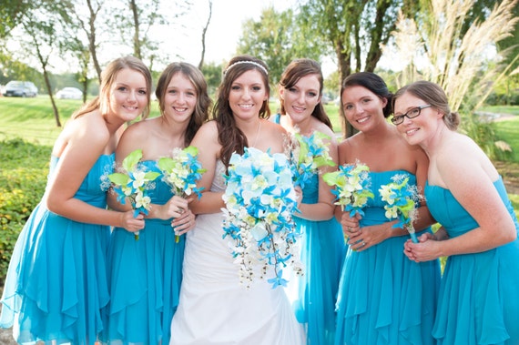 green emerald velvet dress Simple Front Split Light Blue V-Neck Elegant Long Prom Dresses main image 1