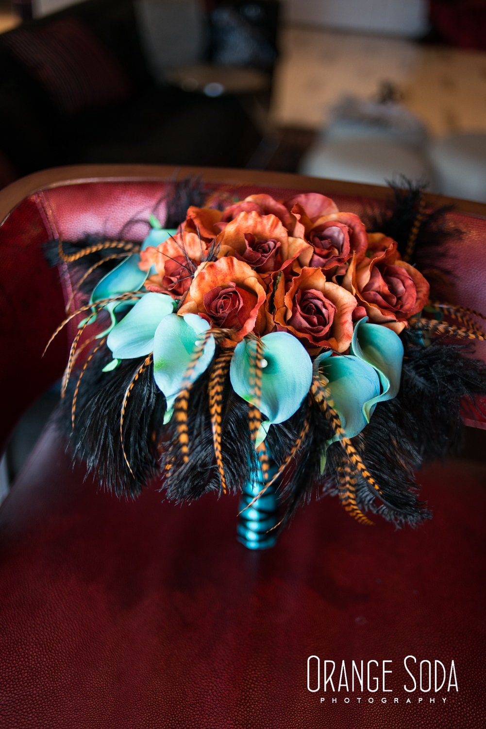 Burnt Orange teal bridal bouquet teal calla lily burnt Etsy