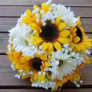 Sunflower bouquet with gerbera daisy, artificial flower bouquet, autumn, summer bouquet, bridal bouquet, rustic country wedding