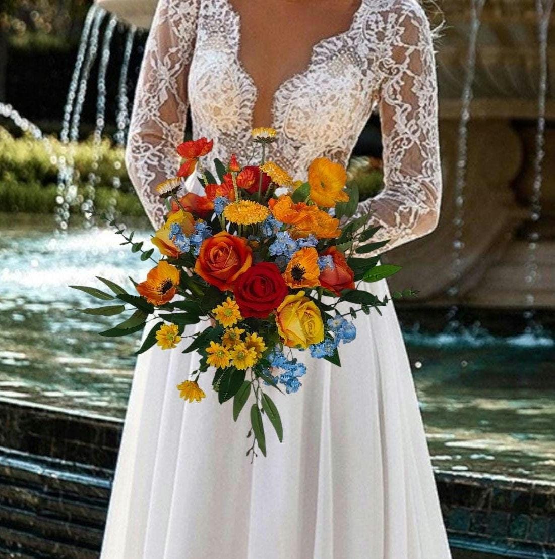 Orange Yellow Bridal Bouquet